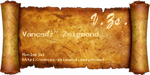 Vancsó Zsigmond névjegykártya
